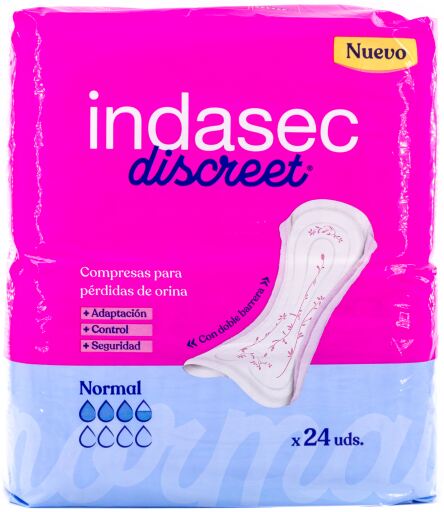 Indasec Serviettes hygi&eacute;niques discr&egrave;tes normales 24 unit&eacute;s