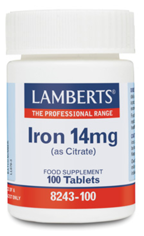 Lamberts Citrate de fer 14 mg avec une plus grande absorption 100 comprim&eacute;s