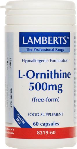 Lamberts L-Ornithine 500 mg Forme Libre et Absorption Maximale 60 G&eacute;lules