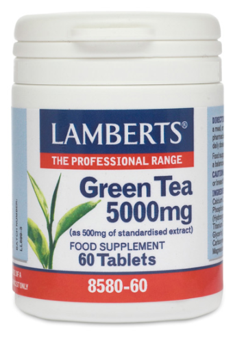 Lamberts Th&eacute; vert 5000 mg, niveaux garantis de cat&eacute;chines, 60 comprim&eacute;s