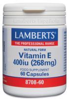 Vitamine E 400UI naturelle sous forme de D-alpha tocophérol 60 capsules Vitamine E 400UI naturelle sous forme de D-alpha tocophérol 60 capsules