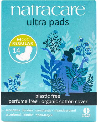 Natracare Regular Compresses with Wings 14 uds