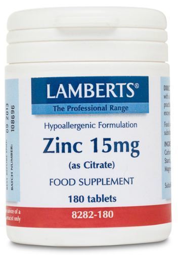 Lamberts Zinc sous forme de citrate, meilleure absorption 15 mg