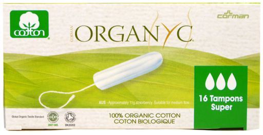 Organyc Tampons 100% Coton Sans Applicateur 16 Unit&eacute;s