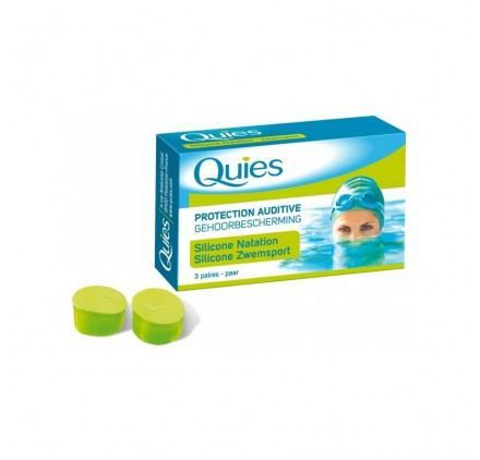 Bouchons d'oreilles de natation en silicone Quies, 6 unit&eacute;s