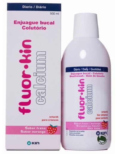 Kin Bain de bouche pour enfants au fluor et au calcium, fraise, 500 ml