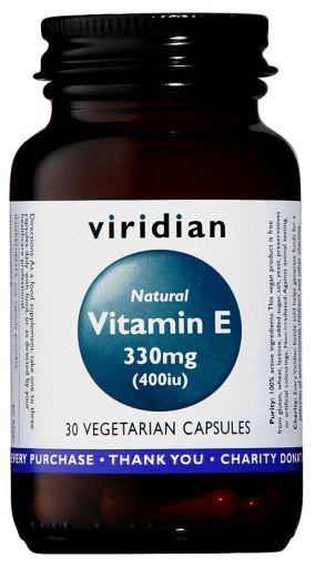 Viridian Vitamine E naturelle 330 mg (400 UI) 30 g&eacute;lules v&eacute;g&eacute;tales
