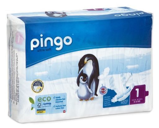 Pingo Couches &eacute;cologiques pour nouveau-n&eacute;s, taille 1, 27 unit&eacute;s