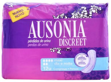 Ausonia Serviettes hygi&eacute;niques pour incontinence urinaire Discreet Maxi, 12 unit&eacute;s