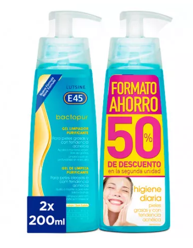 Lutsine Pack E45 Bactopur Gel Nettoyant Purifiant 2x200 ml