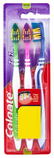 Colgate Zig Zag Brosse &agrave; Dents Moyenne 3 Pi&egrave;ces
