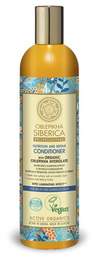 Natura Siberica Oblepikha Apr&egrave;s-shampoing &agrave; l'hydrolat pour cheveux fragiles et ab&icirc;m&eacute;s 400 ml