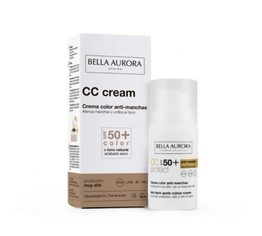 Bella Aurora CC Cr&egrave;me Anti-Taches Peaux Sensibles SPF 50+ 30 ml