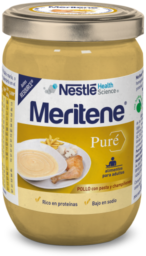 Meritene Pur&eacute;e de poulet aux p&acirc;tes et champignons en pot de 300 gr