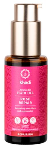 Khadi Huile capillaire de rose pour r&eacute;parer les cheveux ab&icirc;m&eacute;s 50 ml