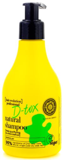 Natura Siberica Shampoing Naturel &agrave; l'Argile Blanche D Tox Nettoyant en Profondeur 245 ml