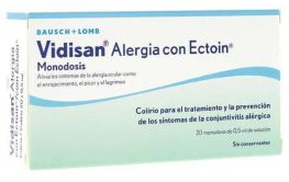Bausch Lomb Collyre Vidisan contre les allergies &agrave; l'ecto&iuml;ne, dose unique, 20 x 0,5 ml