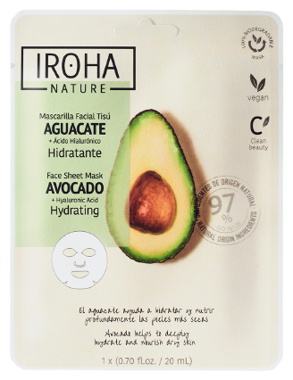 Iroha Nature Masque Hydratant Avocat + Acide Hyaluronique 20 ml