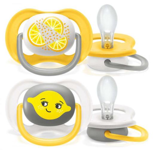 Avent Sucettes Ultra Air Fruits Jaunes 6 &agrave; 18 Mois 2 unit&eacute;s