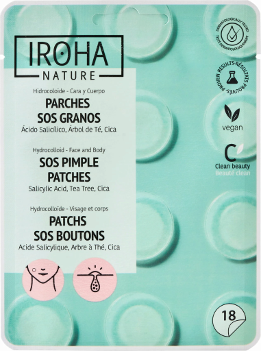 Iroha Nature Patchs SOS Points Noirs avec Acide Salicylique 18 Unit&eacute;s