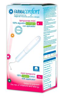 Farmaconfort Mini tampons en coton bio avec applicateur, 18 unit&eacute;s