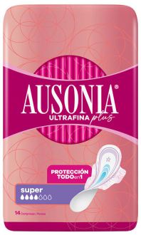 Ausonia Ultrafine Plus Super Compresses avec Ailes 14 Unit&eacute;s