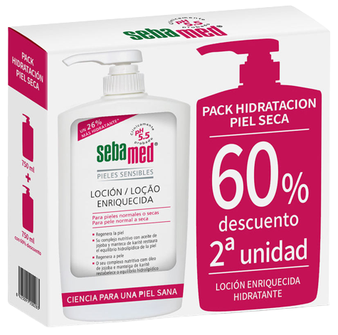 Lotion hydratante enrichie au panth&eacute;nol id&eacute;ale pour les peaux s&egrave;ches 2 x 750 ml