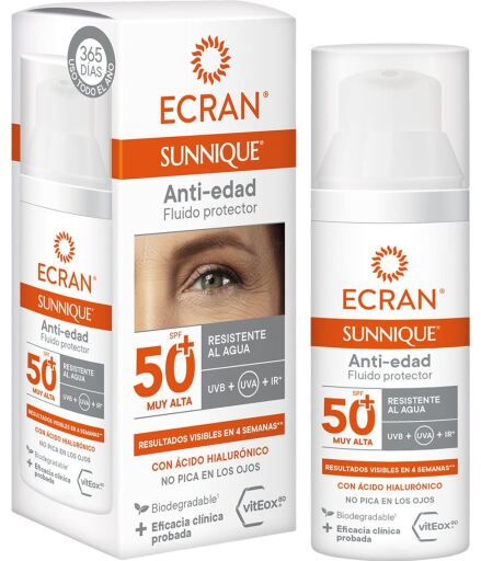 Ecran Sunnique Fluide Visage Anti-&Acirc;ge SPF 50+ 50 ml