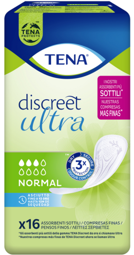 Tena Serviettes hygi&eacute;niques Discreet Ultra Normal, lot de 16
