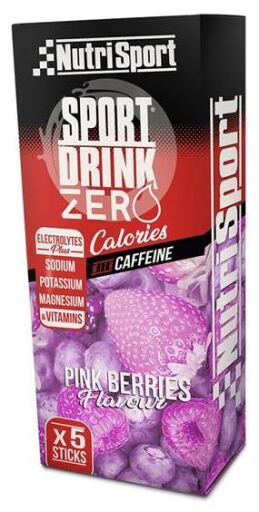Nutrisport Drink Zero &agrave; la Caf&eacute;ine Baies Roses 5 Sticks x 3,5 gr