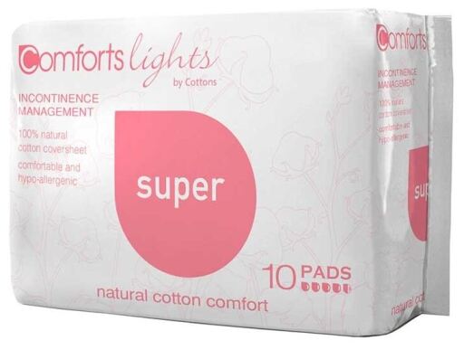 Cottons Organic Super Serviette pour Incontinence 100% Coton 10 Unit&eacute;s