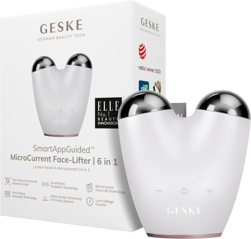 Geske Microcourant de levage facial guid&eacute; par application intelligente 6 en 1 blanc