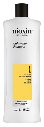 Nioxin Shampoing System 1 pour cheveux naturels l&eacute;g&egrave;rement clairsem&eacute;s