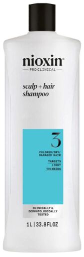 Nioxin Shampoing System 3 pour cheveux teints et ab&icirc;m&eacute;s l&eacute;g&egrave;rement affaiblis