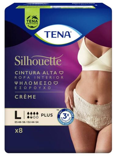 Tena Cr&egrave;me taille haute Silhouette Plus grande taille, 8 unit&eacute;s