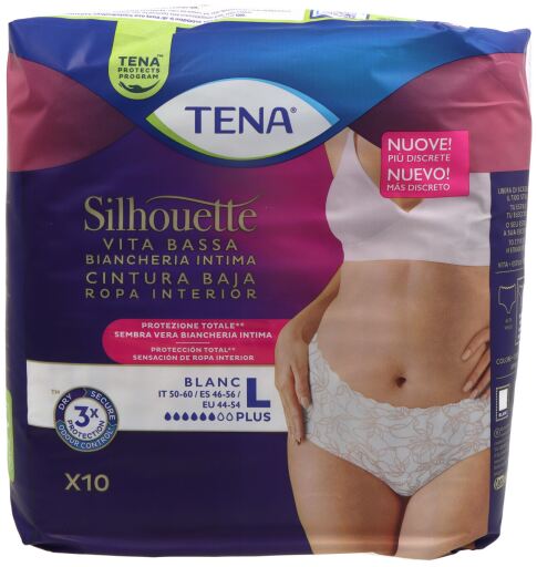 Tena Silhouette Blanc Taille L 10 Unit&eacute;s
