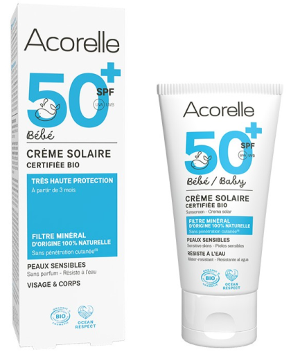 Acorelle Cr&egrave;me Solaire B&eacute;b&eacute; avec Filtre Bio Min&eacute;ral SPF 50+ 50 ml