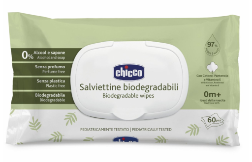 Chicco Lingettes Bio avec Couvercle 60 Unit&eacute;s