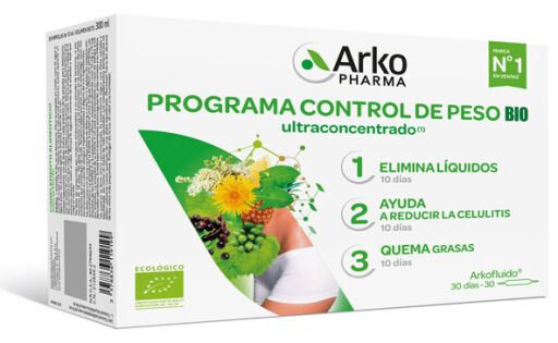 Arkopharma Arkofluid Bio Programme Contr&ocirc;le du Poids 30 Ampoules x 10 ml