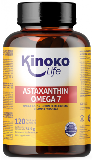 Kinoko Life Astaxanthine-Omega7 Huile d'Argousier 120 Caps