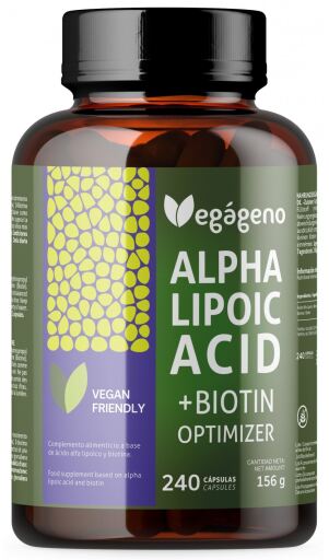 Veg&aacute;geno Acide alpha-lipo&iuml;que avec acide folique 600 mg 240 g&eacute;lules