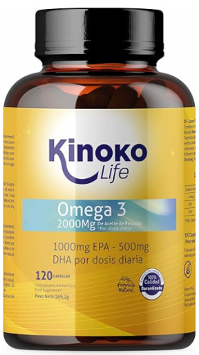 Kinoko Life Huile de poisson om&eacute;ga 3 2000 mg EPA 1000 mg/DHA 500 mg 120 g&eacute;lules