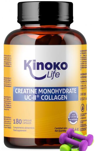 Kinoko Life Monohydrate de cr&eacute;atine 3000 mg avec collag&egrave;ne Uc II 180 g&eacute;lules