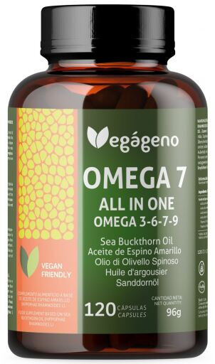 Veg&aacute;geno Om&eacute;ga 7 tout-en-un Om&eacute;ga 3 6 7 9 Argousier 120 capsules