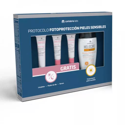 Heliocare Photoprotection 360 pour peaux sensibles, coffret 4 pi&egrave;ces