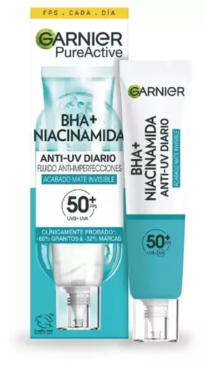 Garnier Fluide mat invisible Pure Active BHA + Niacinamide SPF 50+ 40 ml