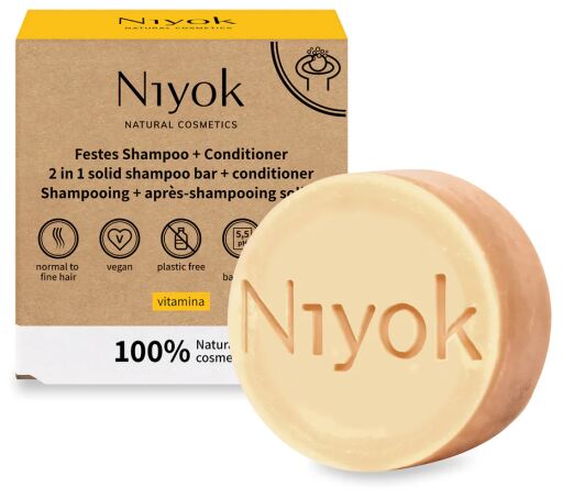 Niyok Shampoing solide + apr&egrave;s-shampoing vitamin&eacute; 80 g