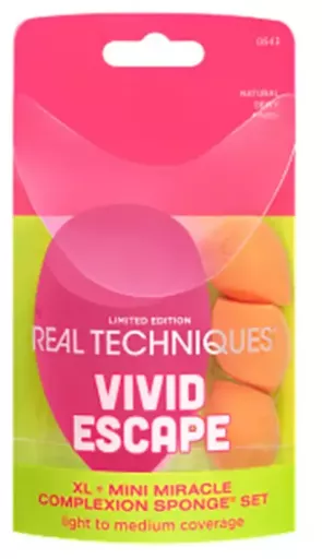 Real Techniques Vivid Escape XL + Mini &Eacute;ponge Miracle Complexion Coffret de 4 pi&egrave;ces